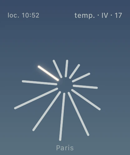 Schattenuhr von SOLAR mit saisonaler Anzeige IV · 17 und dem Ort Paris.