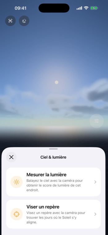 Sky & light · The menu — SOLAR, fr-FR